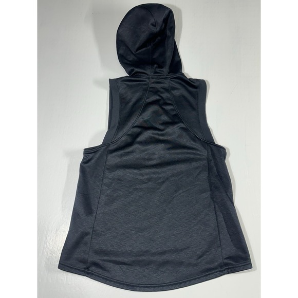 Under Armour Cold Gear Hooded 1/2 Zip Fleece Vest Womens Medium Black Loose - Picture 7 of 7